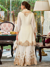 White Embroidered Straight Kurta Palazzos With Dupatta Set